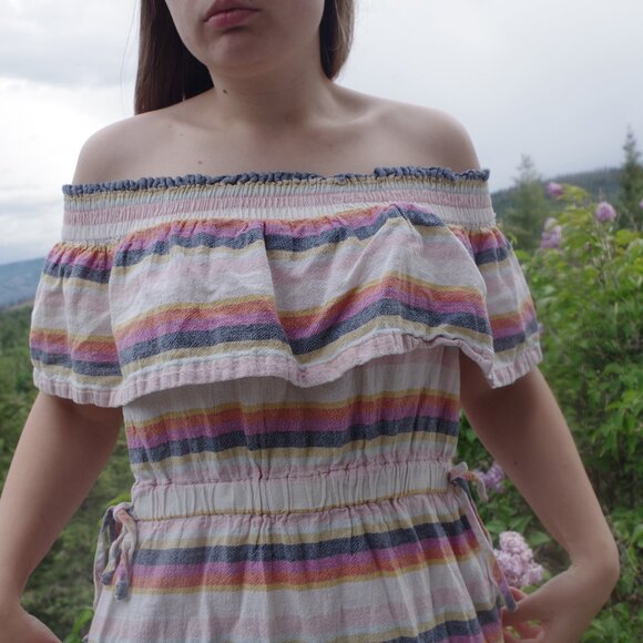 Off Shoulders Dress By Just Living Linen Blend - Picture 2 of 7